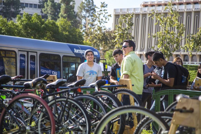 student at the bike selling event at uci