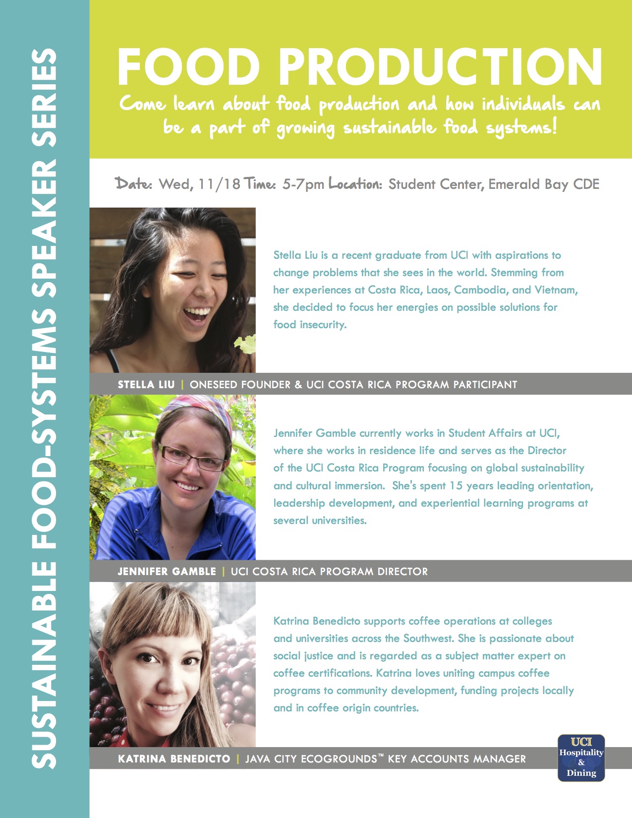 Sustainable Food Systems Speaker Series flyer
