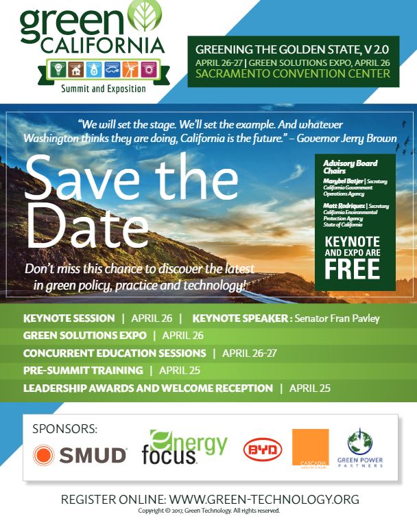 Green California Summit and Expo 2017 poster.